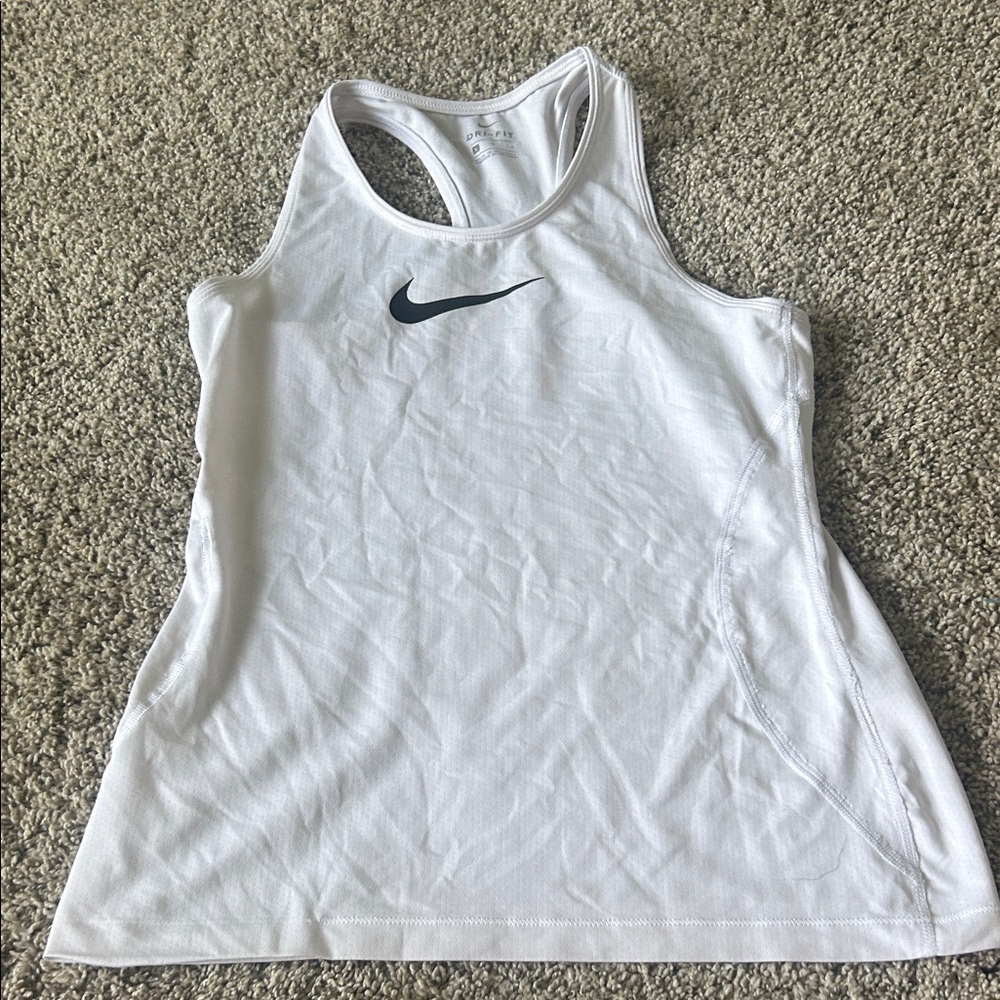 Nike Women's White and Black Tank Top
